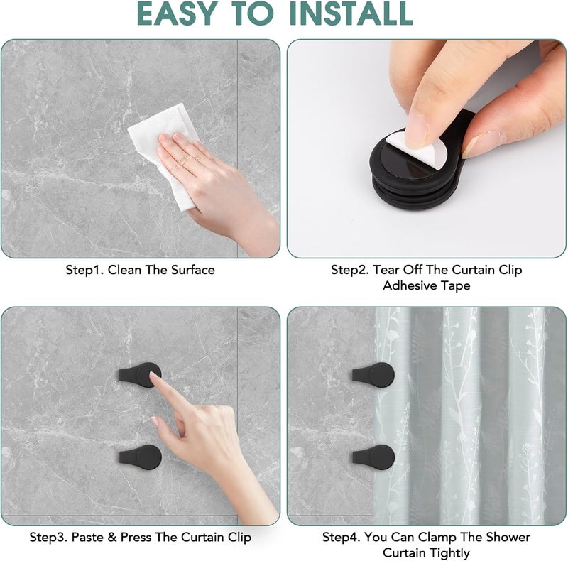 PRATIQUE 3PCS Silicone Magnetic Shower Curtain Clips for Liner, Self Adhesive Bathroom Windproof Splash Proof Multifunctional Fixed Clip Keep Curtain Liner Closed to Wall Shower Curtains Keeper - Image 5